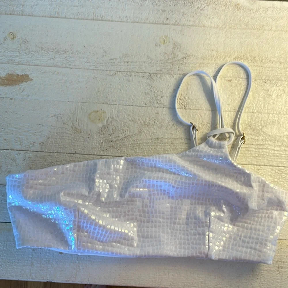 l*space Indiana Bikini‎ Top Gloss Gator Opalescent White XL